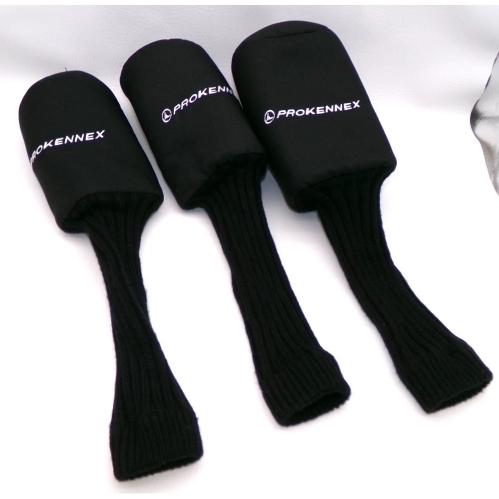 Pro Kennex Golf‎ Driver Head Covers with Long Knit Neck 1 3 & 5 Black Set of 3